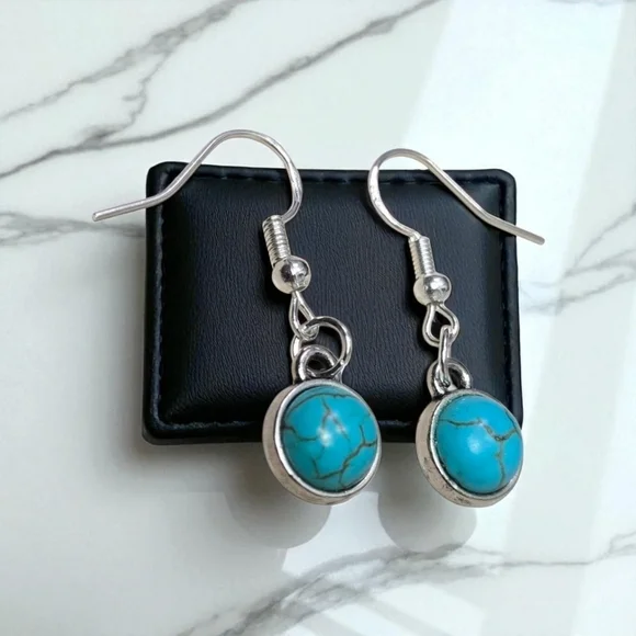 925 Silver Hook Turquoise and Silver Dangle Earrings - Picture 15 of 15